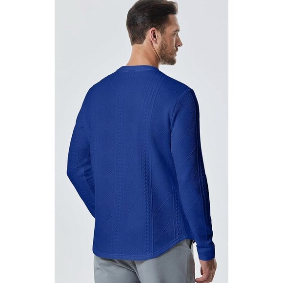 JMIERR Men Casual Long Sleeve Shirt Crew Neck Collar Pullover Sweatshirt XL blue - Picture 3 of 14